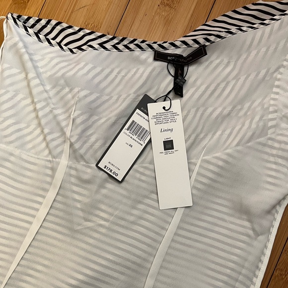 NWT BCBG Silk One Shoulder Striped Top Size XS - Picture 9 of 16
